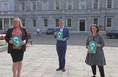 Left to right: Sinn Féin TD Sorca Clarke, TD David Cullinane and Senator Lynn Boylan